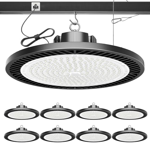 250W 37500LM 5000k 8pack UFO High Bay Led Shop Lights with Plug 5ft Cable