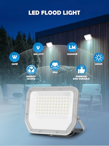 ELEKICO 2 Pack Super Bright 6500k 10000lm LED Flood Lights Outdoor