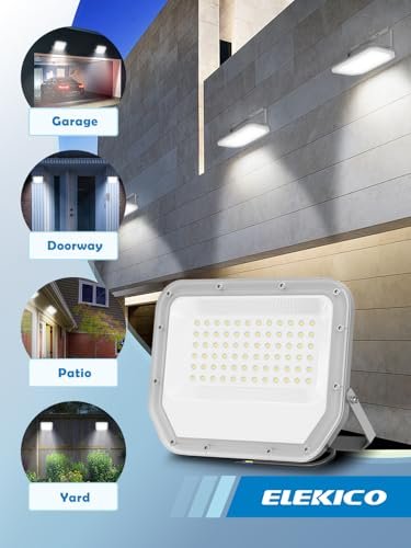 ELEKICO 2 Pack Super Bright 6500k 10000lm LED Flood Lights Outdoor